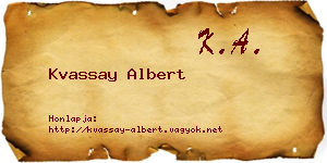 Kvassay Albert névjegykártya
