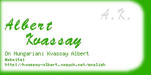 albert kvassay business card